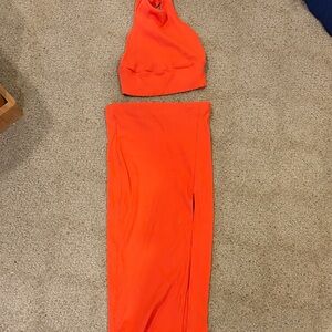 Lulu's Vibrant Orange Skirt Set